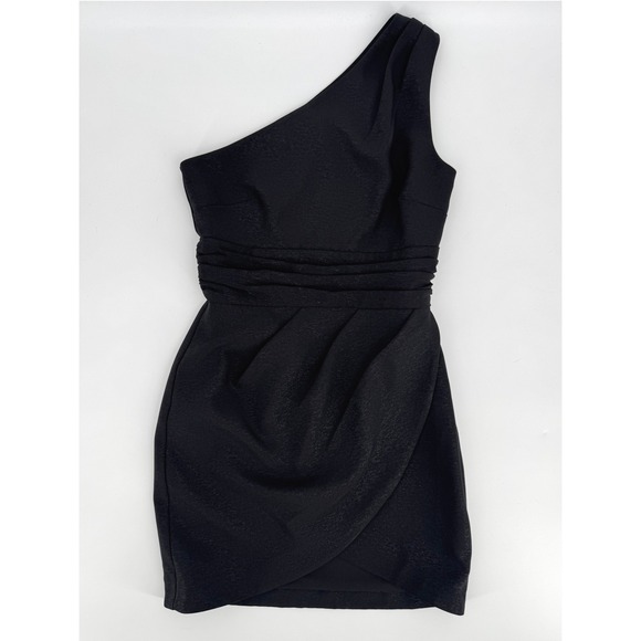 NBD Danny Mini Dress Size XS Black One Shoulder Ruched Sheath Cocktail Party - Picture 4 of 10